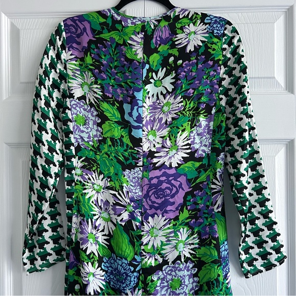 NEW WITH TAGS Rixo London Betty Silk Blend Houndstooth Floral Wrap Dress. - Picture 12 of 14